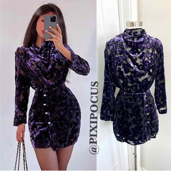 Zara Sz S Velvet Trim Dress Blogger Favourite - Picture 7 of 17